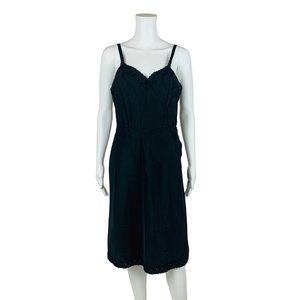 Vintage 40s 50s Black Slip Dress Barbizon Eyelet Trim Lingerie